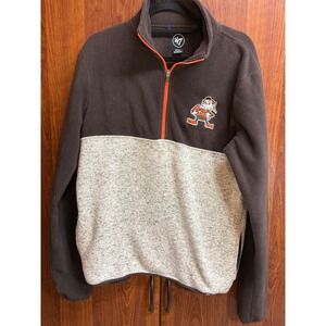 47 Brand Cleveland Browns Quarter Zip Pullover Sweatshirt Man Cave Fan Gear S